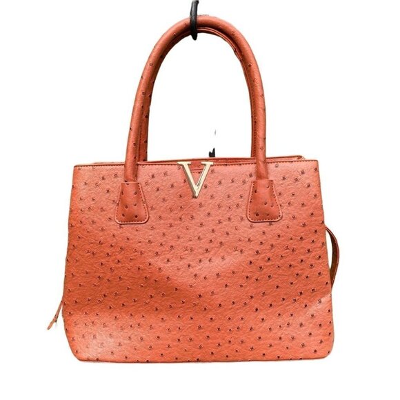 Grossi Burnt  Orange Textured Faux Leather Handbag - Picture 1 of 14